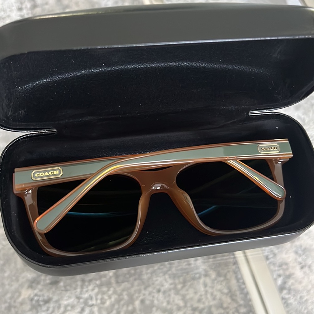 Coach milky amber green solid glasses